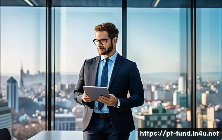 펀드투자상담사 관련 정책과 법률 변화 - **Prompt: "A sleek, modern financial consulting office with floor-to-ceiling windows overlooking a v...