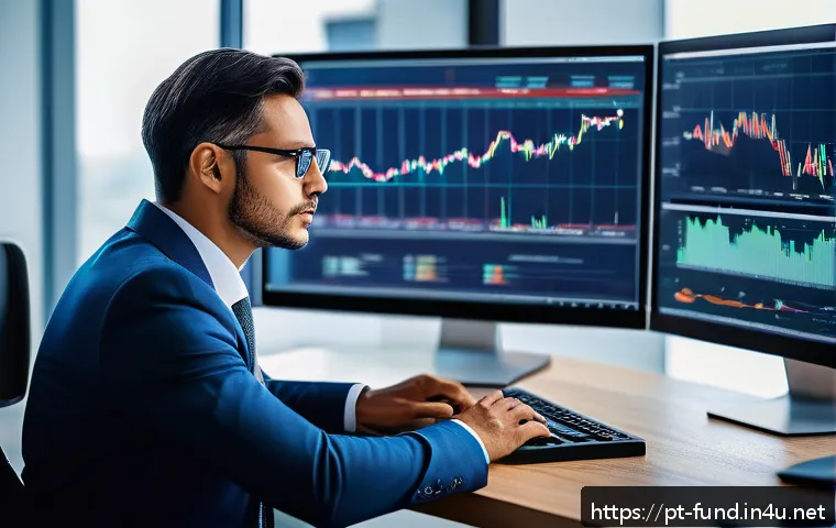 펀드투자상담사로서 직무에서 배우는 기술 - A professional financial consultant in a modern office environment, analyzing complex financial char...