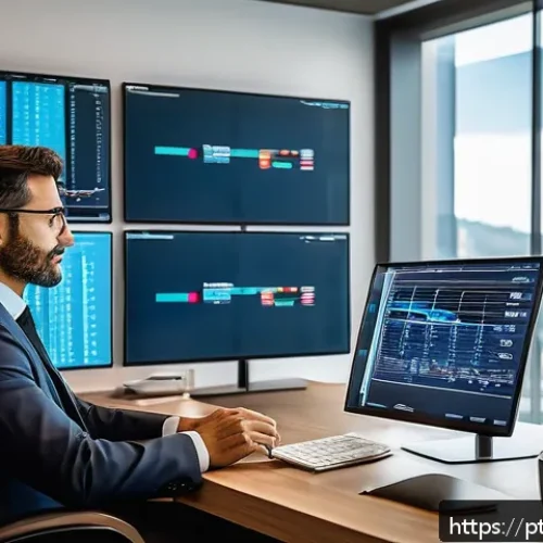 펀드투자상담사로서의 경력 전환 사례 - A professional financial investment consultant in a modern office setting, analyzing multiple digita...